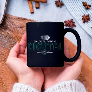 Caneca de porcelana preta personalizada